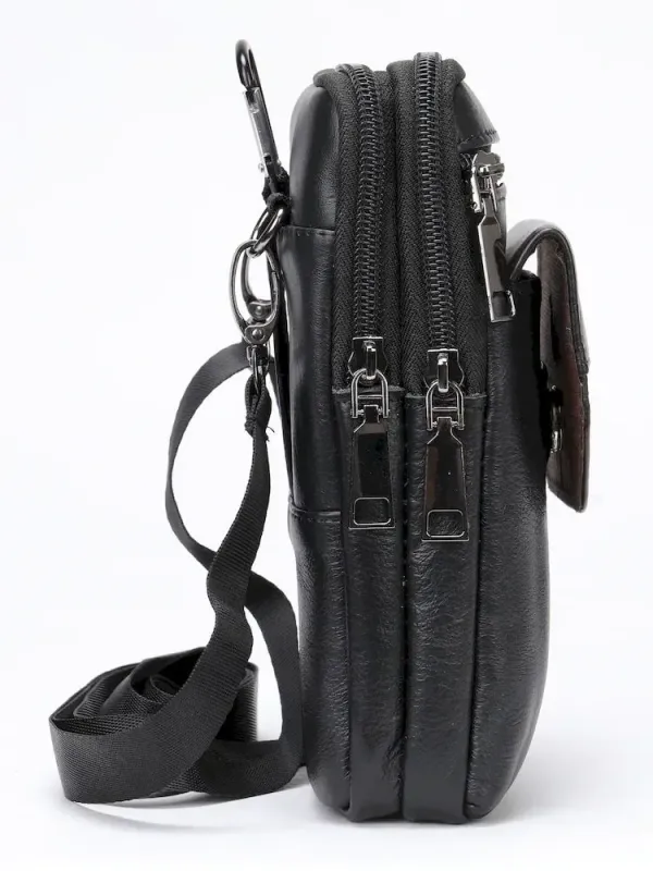 Шкіряна сумка на пояс Vintage 20358 Чорна