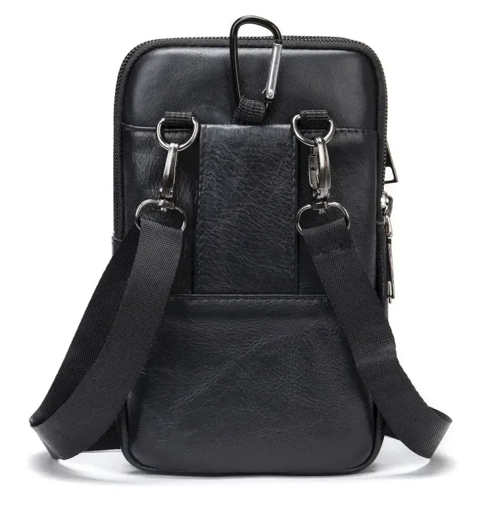 Шкіряна сумка на пояс Vintage 20358 Чорна