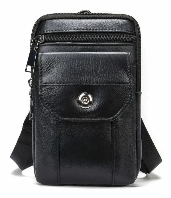 Шкіряна сумка на пояс Vintage 20358 Чорна