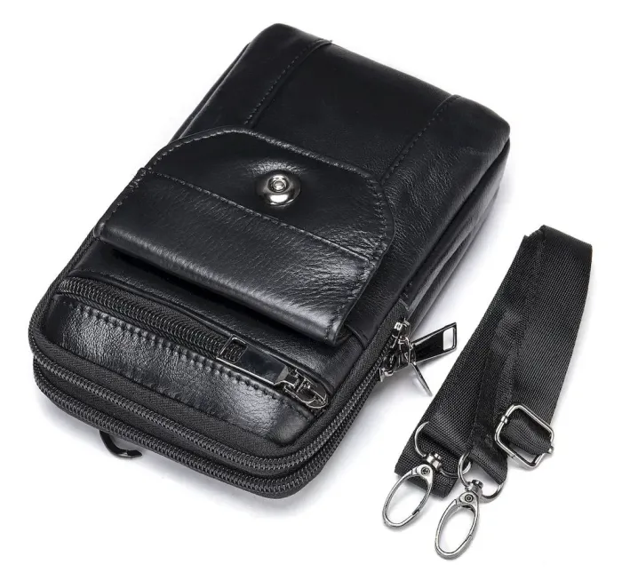 Шкіряна сумка на пояс Vintage 20358 Чорна