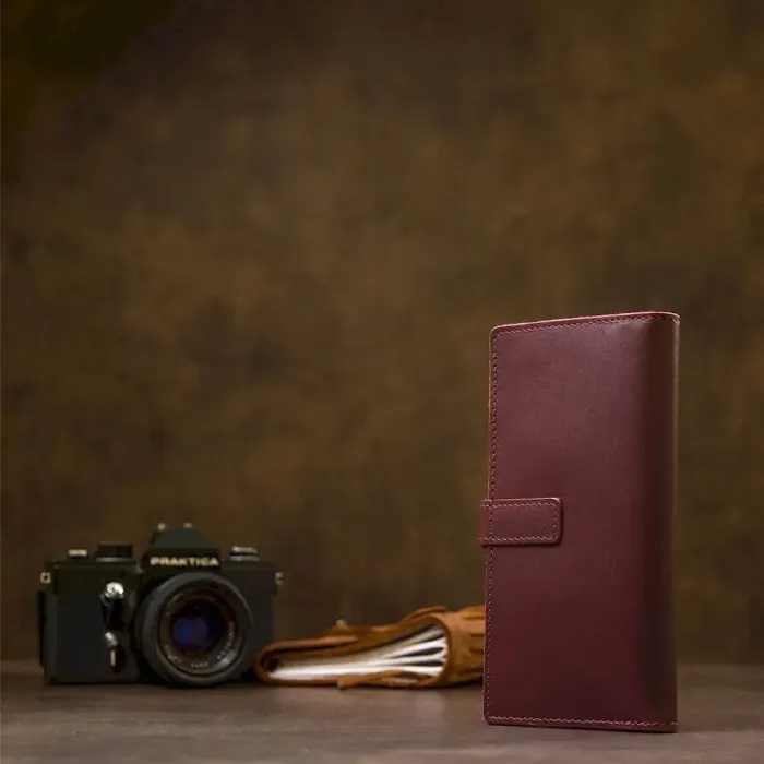 Шкіряне глянсове портмоне GRANDE PELLE 11467 Бордовий