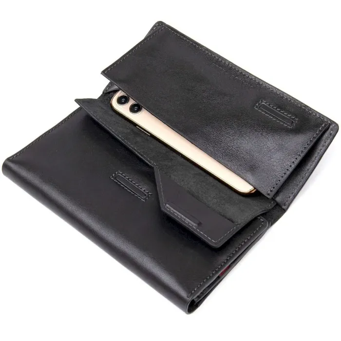 Шкіряне глянсове портмоне GRANDE PELLE 11471 Чорний