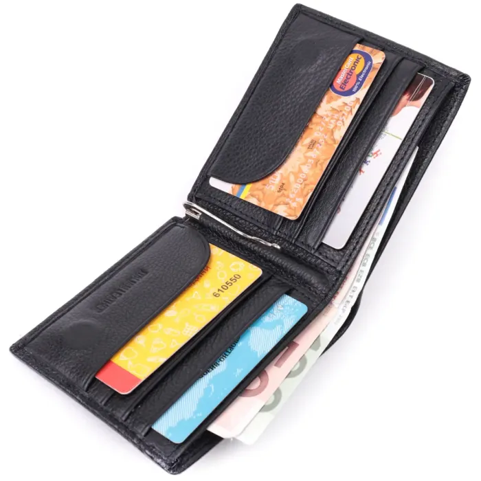 Шкіряне чоловіче портмоне із затискачем ST Leather 22481 Чорний