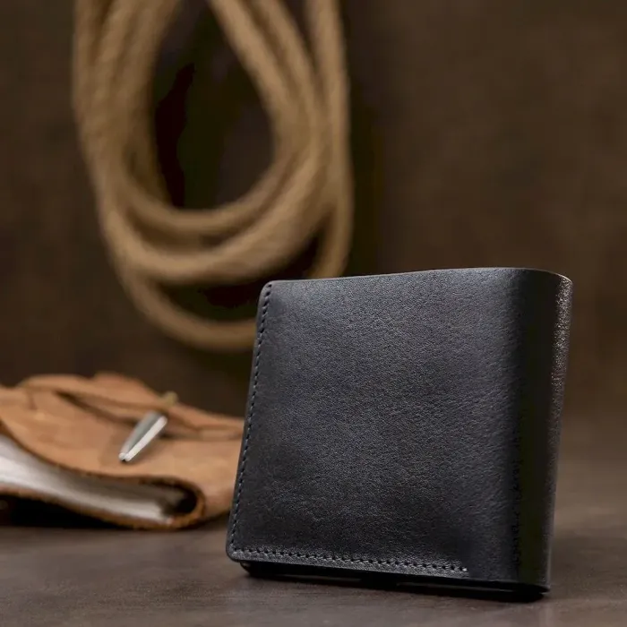 Шкіряне чоловіче стильне портмоне GRANDE PELLE 11552 Синій