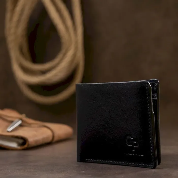 Шкіряне чоловіче стильне портмоне GRANDE PELLE 11552 Синій