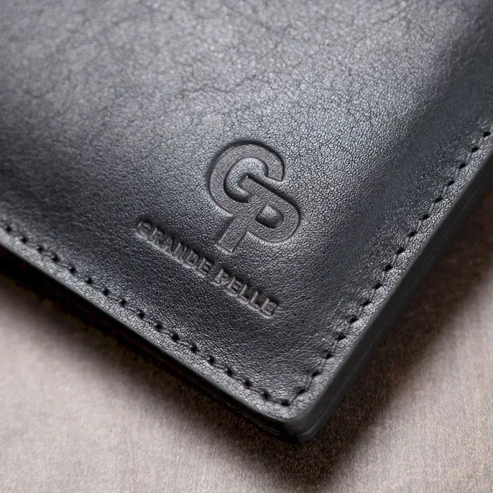 Шкіряне чоловіче стильне портмоне GRANDE PELLE 11552 Синій