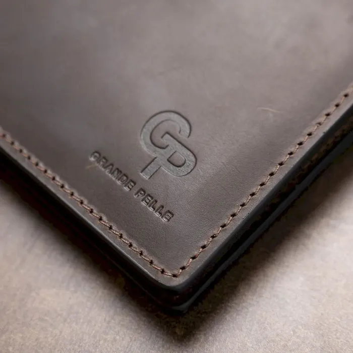 Шкіряне чоловіче вінтажне портмоне GRANDE PELLE 11553 Коричневий