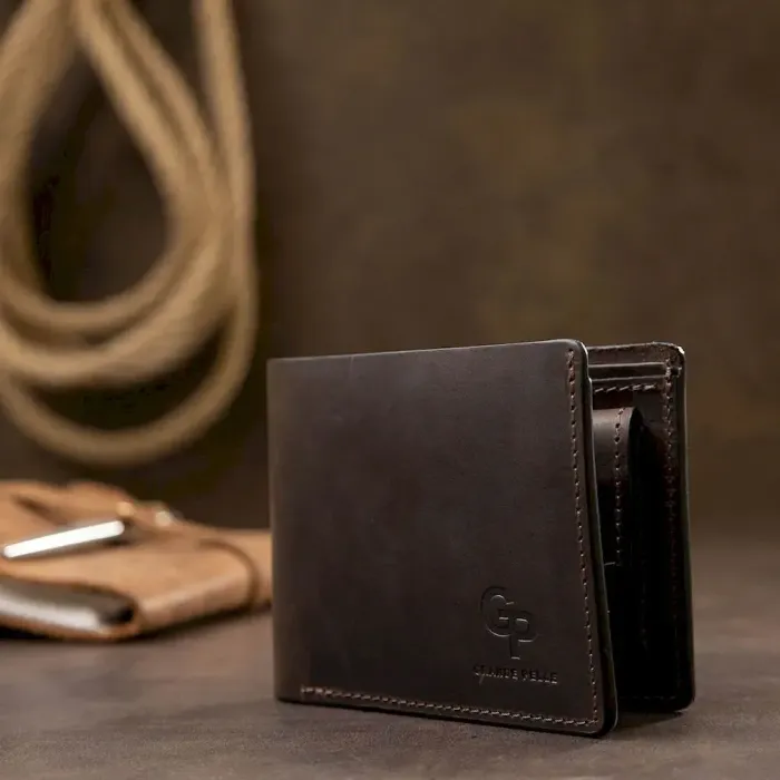 Шкіряне чоловіче вінтажне портмоне GRANDE PELLE 11553 Коричневий