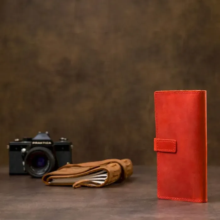 Шкіряне вінтажне жіноче портмоне GRANDE PELLE 11470 Червоний