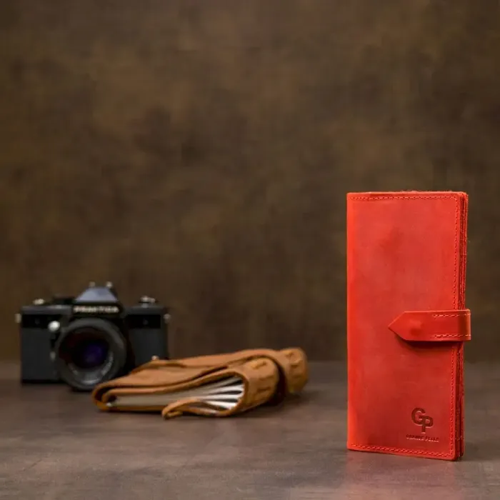 Шкіряне вінтажне жіноче портмоне GRANDE PELLE 11470 Червоний
