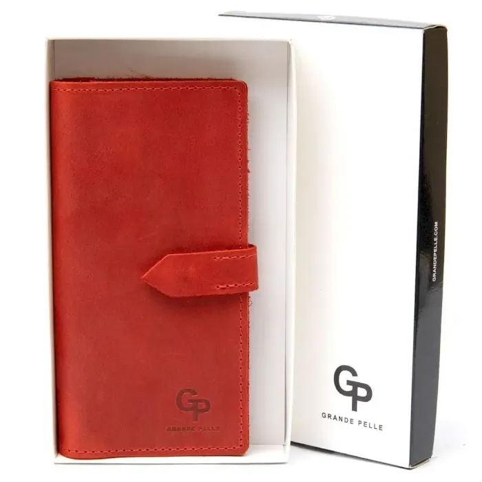Шкіряне вінтажне жіноче портмоне GRANDE PELLE 11470 Червоний