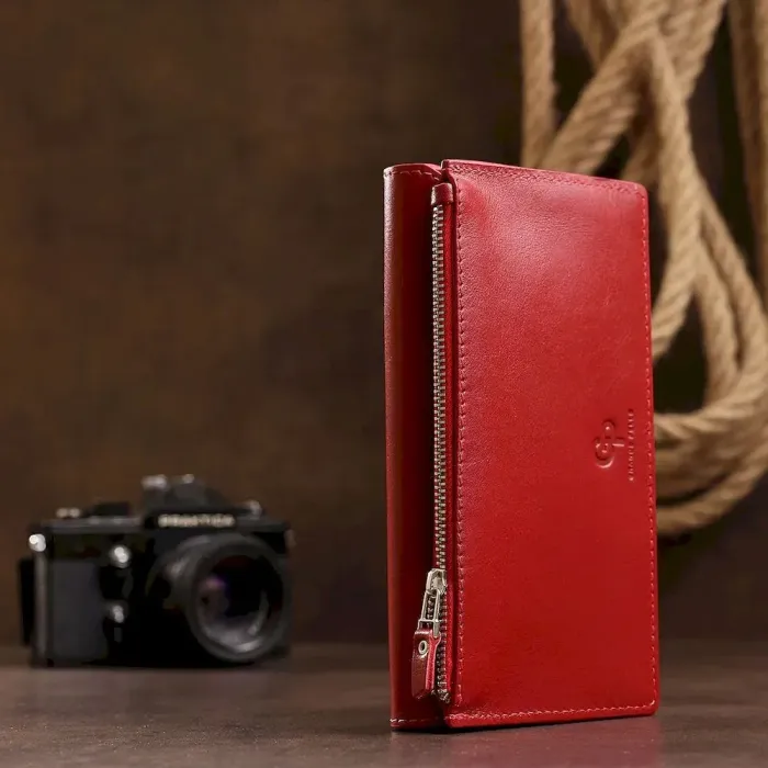 Шкіряне містко жіноче портмоне GRANDE PELLE 11550 Червоний