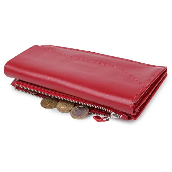 Шкіряне містко жіноче портмоне GRANDE PELLE 11550 Червоний
