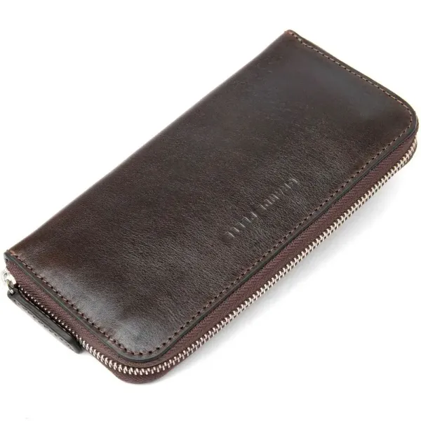 Шкіряне жіноче глянсове портмоне GRANDE PELLE 11466 Коричневий