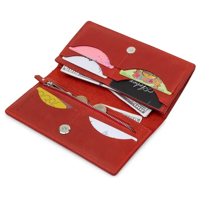 Шкіряне жіноче матове портмоне GRANDE PELLE 11512 Червоний