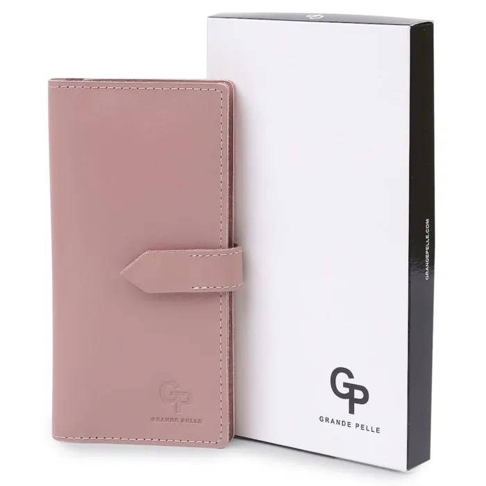 Кожаное женское матовое портмоне GRANDE PELLE 11545 Розовый