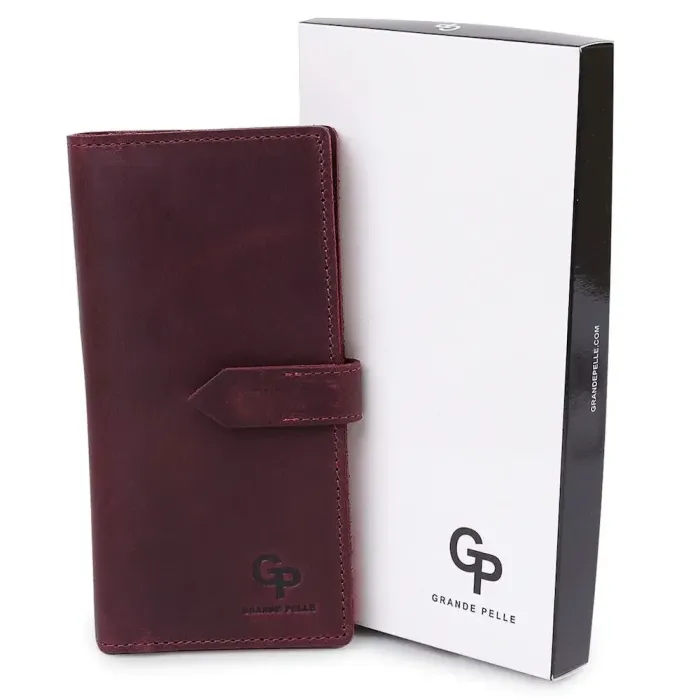 Шкіряне жіноче матове портмоне GRANDE PELLE 11561 Бордовий