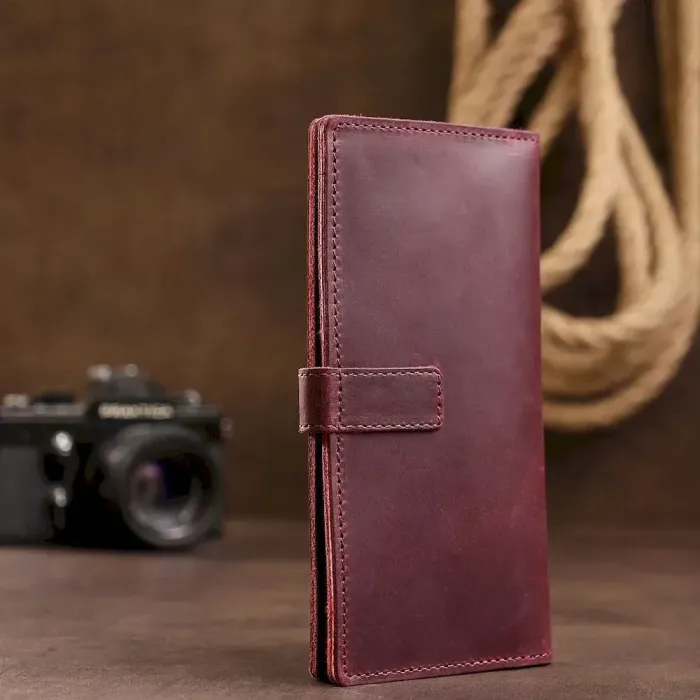 Шкіряне жіноче матове портмоне GRANDE PELLE 11561 Бордовий