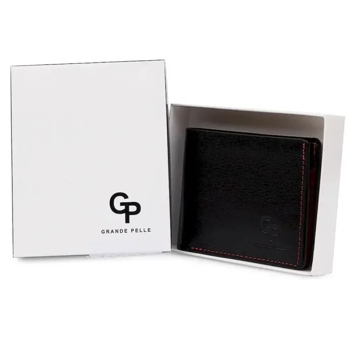 Шкіряне стильне портмоне GRANDE PELLE 11551 Чорний