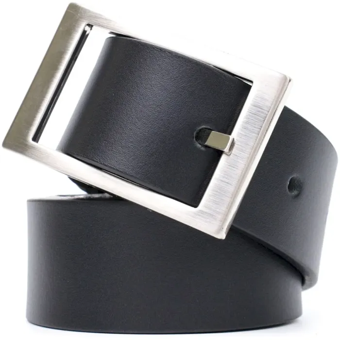Шкіряний ремінь для чоловіків з квадратною пряжкою GRANDE PELLE 11678 Чорний