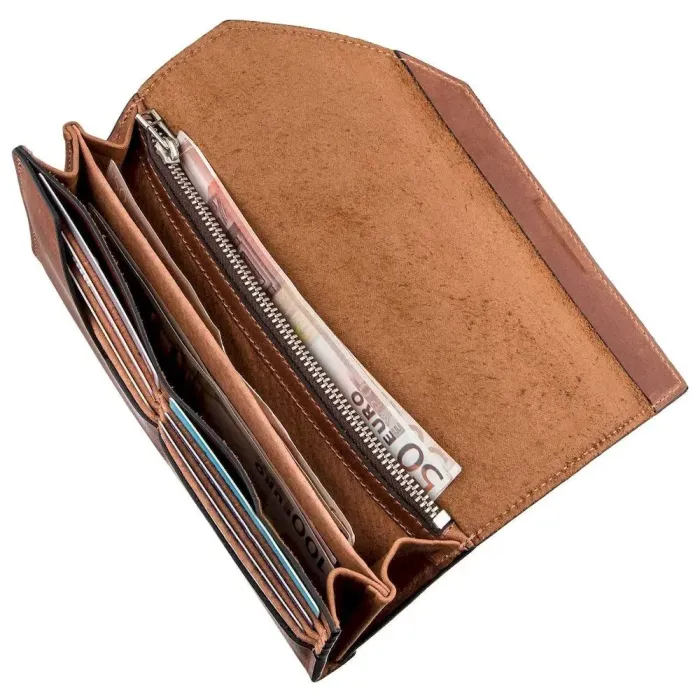 Кожаный горизонтальный клатч унисекс из итальянской кожи GRANDE PELLE 11237 Коричневый