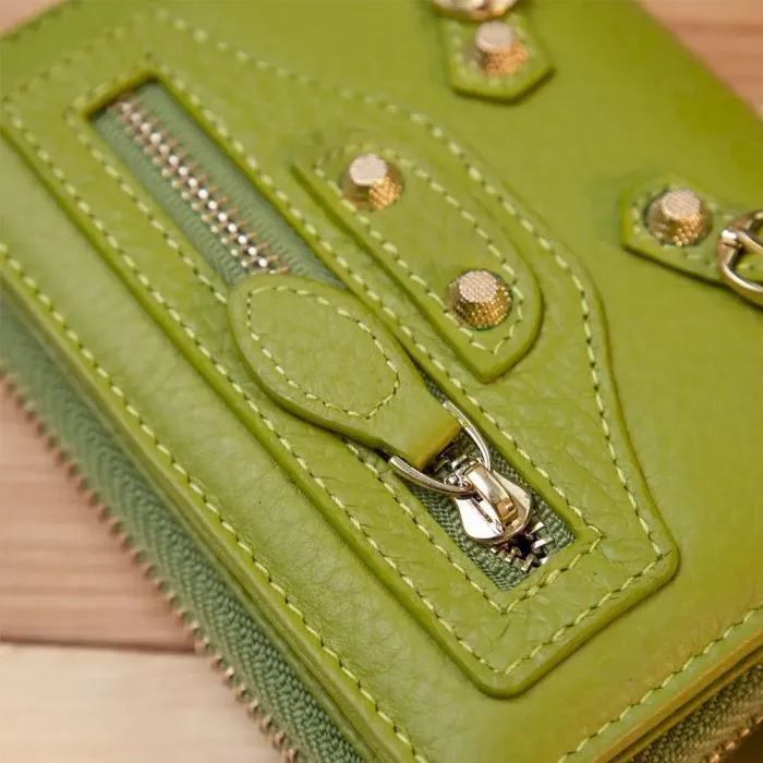 Кожаный кошелек для женщин Guxilai 19401 Салатовый