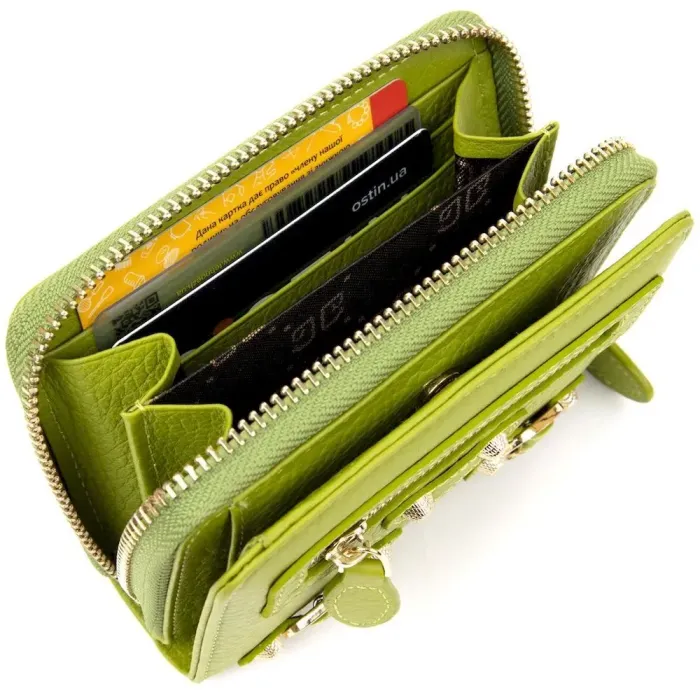 Кожаный кошелек для женщин Guxilai 19401 Салатовый
