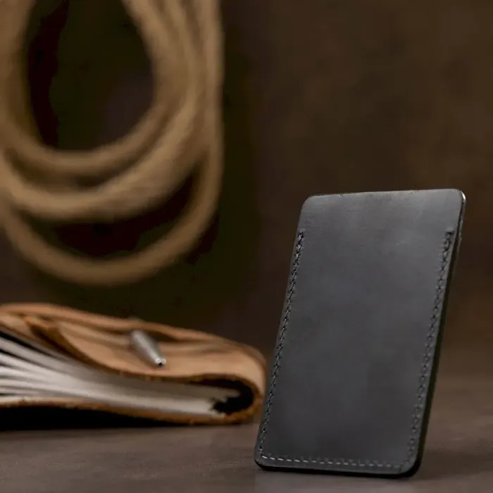 Шкіряний маленький картхолдер GRANDE PELLE 11529 Чорний