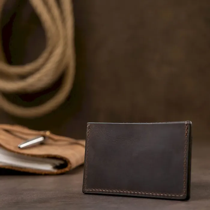 Шкіряний матовий картхолдер GRANDE PELLE 11526 Коричневий