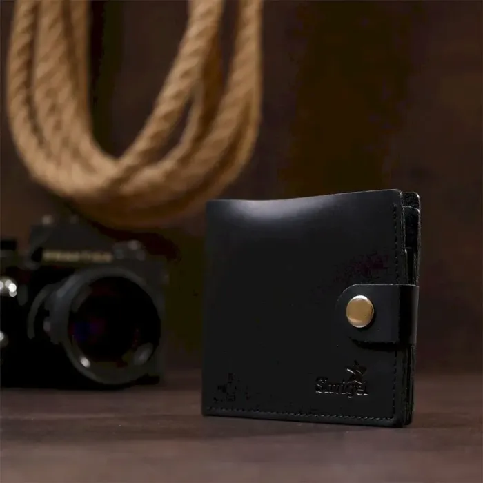 Шкіряний чоловічий гаманець Shvigel 16432 Чорний