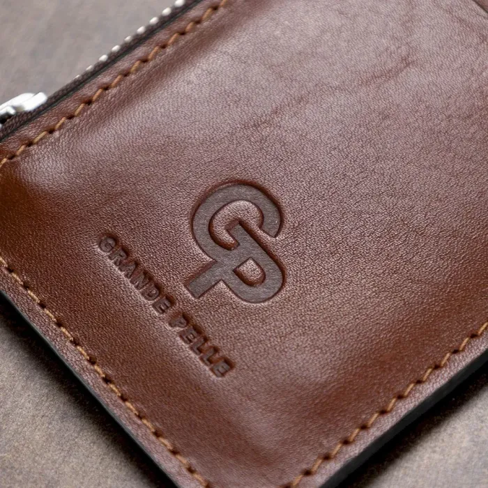 Шкіряний чоловічий картхолдер GRANDE PELLE 11400 Коричневий