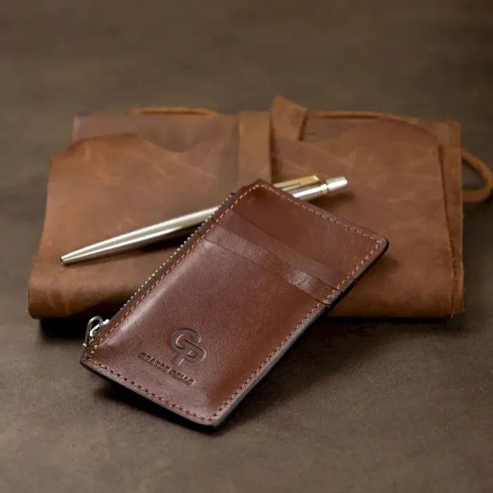 Шкіряний чоловічий картхолдер GRANDE PELLE 11400 Коричневий