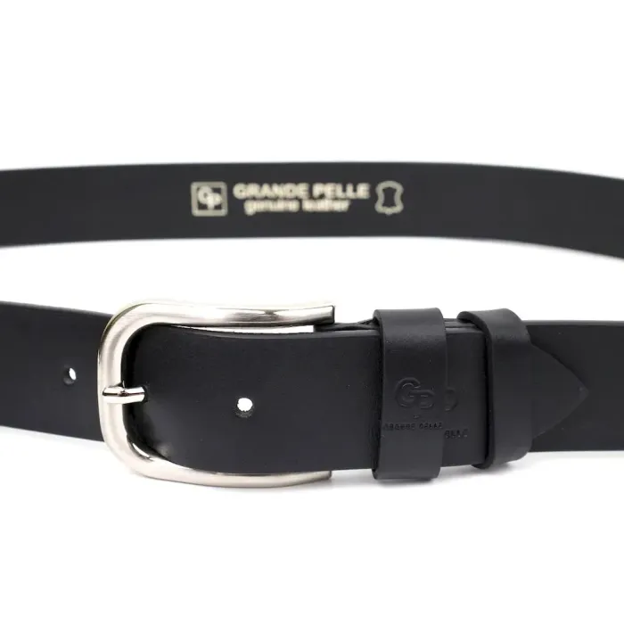 Шкіряний чоловічий ремінь під джинси GRANDE PELLE 11682 Чорний