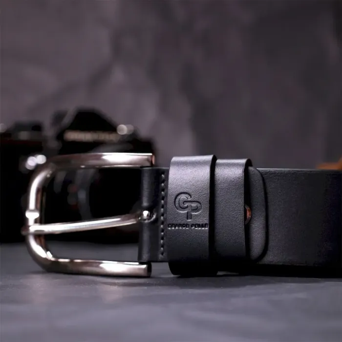 Шкіряний чоловічий ремінь під джинси GRANDE PELLE 11682 Чорний