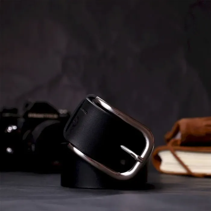 Шкіряний чоловічий ремінь під джинси GRANDE PELLE 11682 Чорний