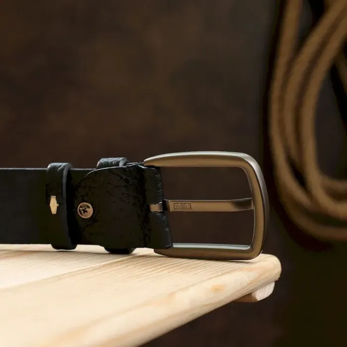 Кожаный мужской ремень Vintage 20740 Черный