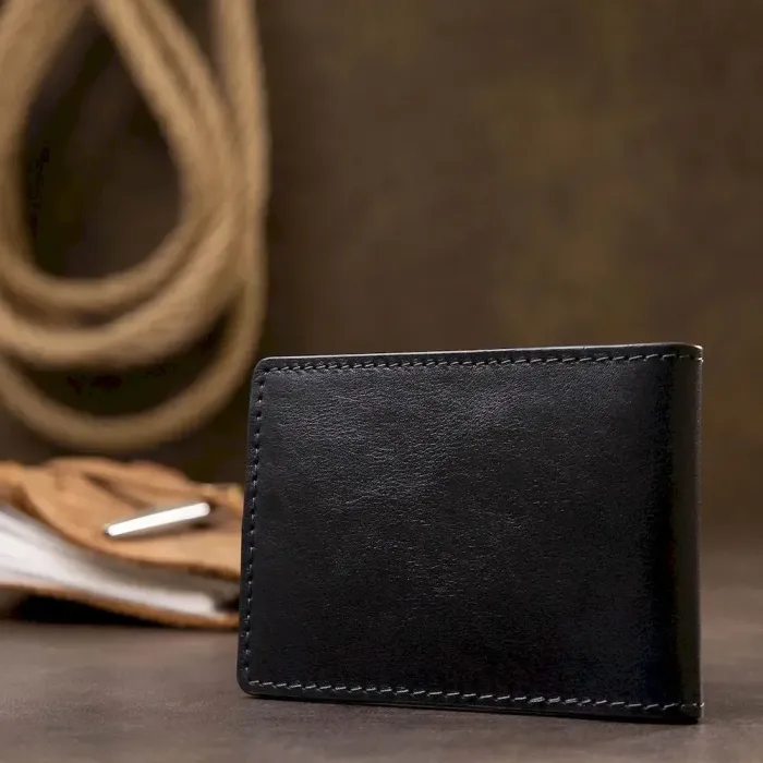 Шкіряний чоловічий затискач для грошей GRANDE PELLE 11544 Синій