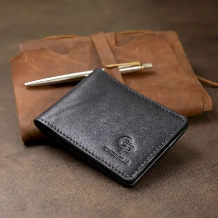 Шкіряний чоловічий затискач для грошей GRANDE PELLE 11544 Синій