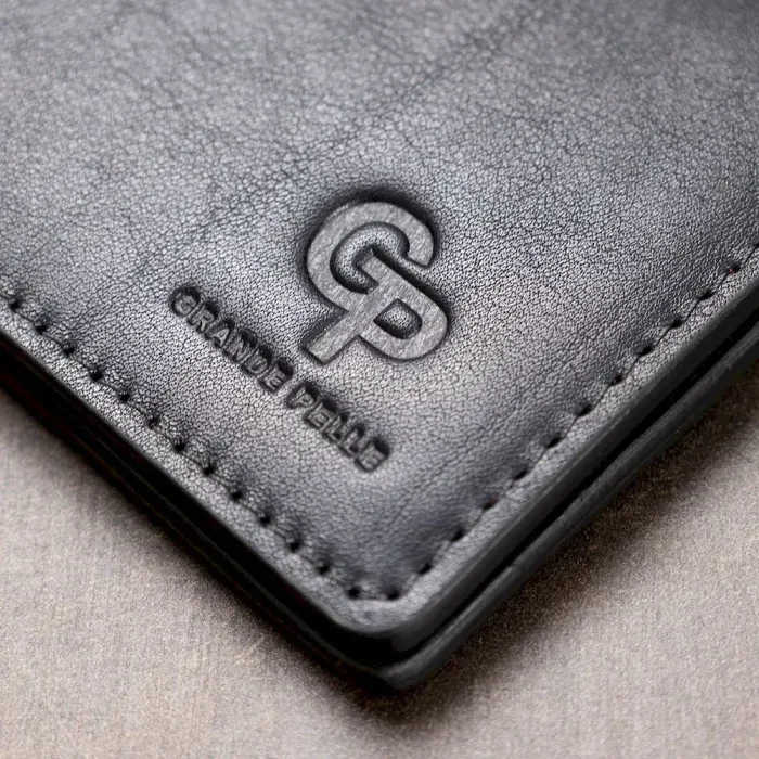 Шкіряний чоловічий затискач для грошей GRANDE PELLE 11544 Синій