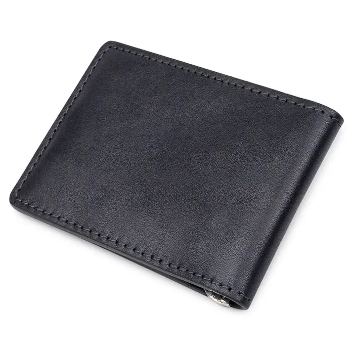 Шкіряний чоловічий затискач для грошей GRANDE PELLE 11544 Синій