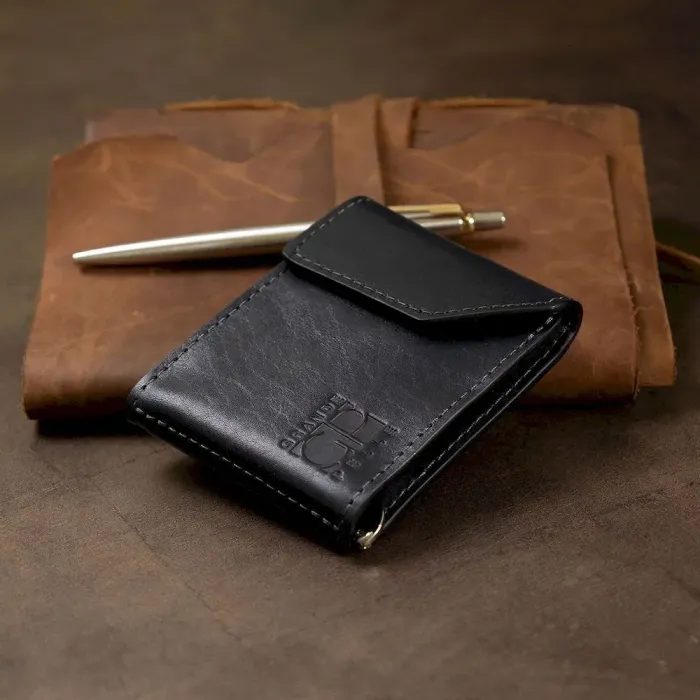 Шкіряний чоловічий затискач для грошей на магніті GRANDE PELLE 11546 Синій