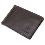 Шкіряний чоловічий затискач для грошей з монетницею GRANDE PELLE 11547 Коричневий