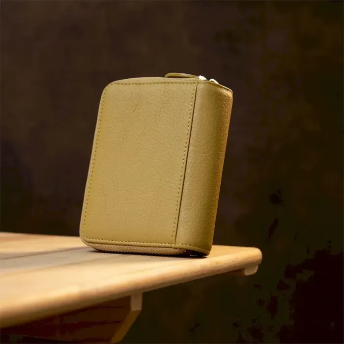 Шкіряний оригінальний жіночий гаманець Guxilai 19397 Оливковий