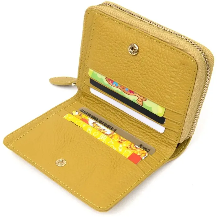 Шкіряний оригінальний жіночий гаманець Guxilai 19397 Оливковий