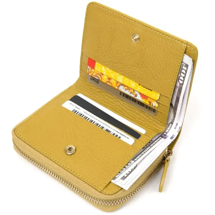 Шкіряний оригінальний жіночий гаманець Guxilai 19397 Оливковий