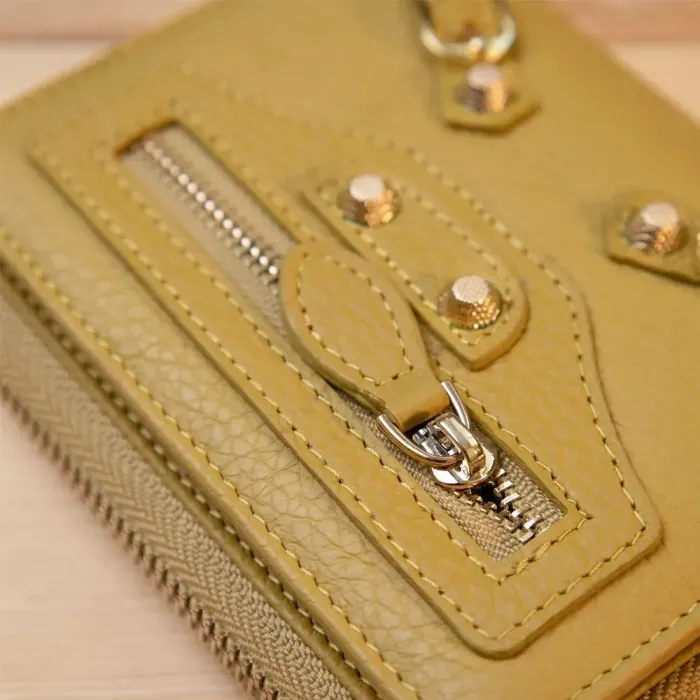 Шкіряний оригінальний жіночий гаманець Guxilai 19397 Оливковий