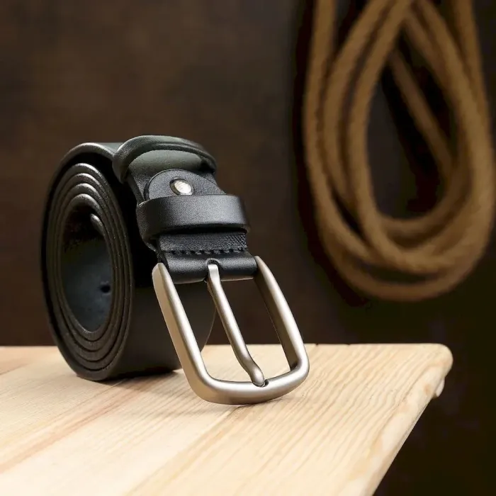 Кожаный практичный мужской ремень Vintage 20741 Черный