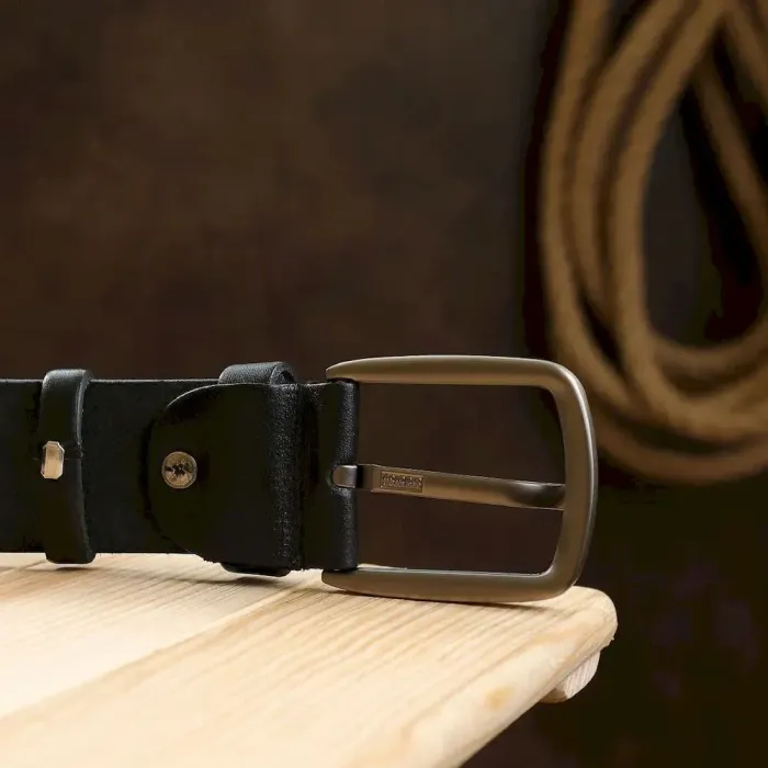 Кожаный практичный мужской ремень Vintage 20741 Черный