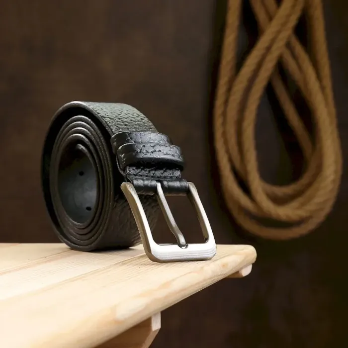 Кожаный ремень для мужчин Vintage 20743 Черный