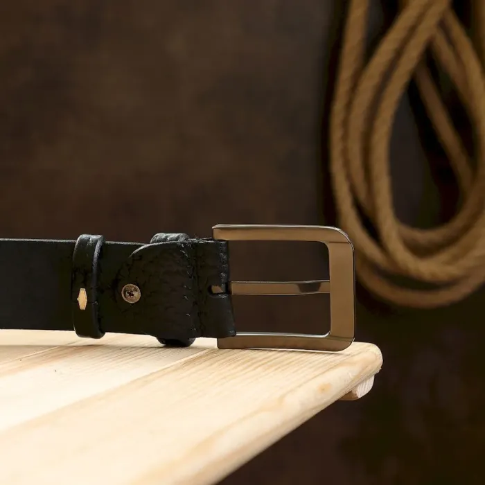 Кожаный ремень для мужчин Vintage 20743 Черный